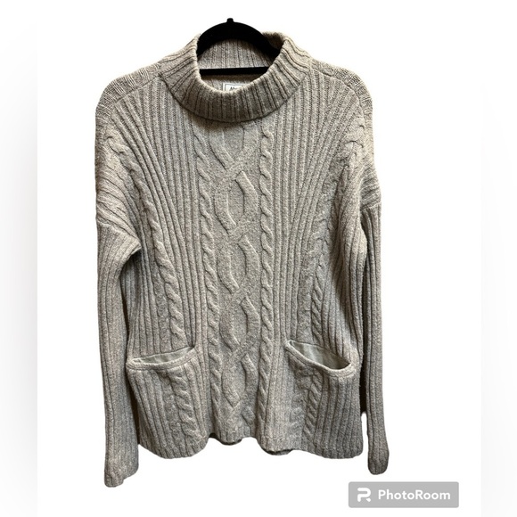 ABERCROMBIE & FITCH cable knit chunk women's oat Mock Neck Sweater SZ Small - Picture 5 of 14